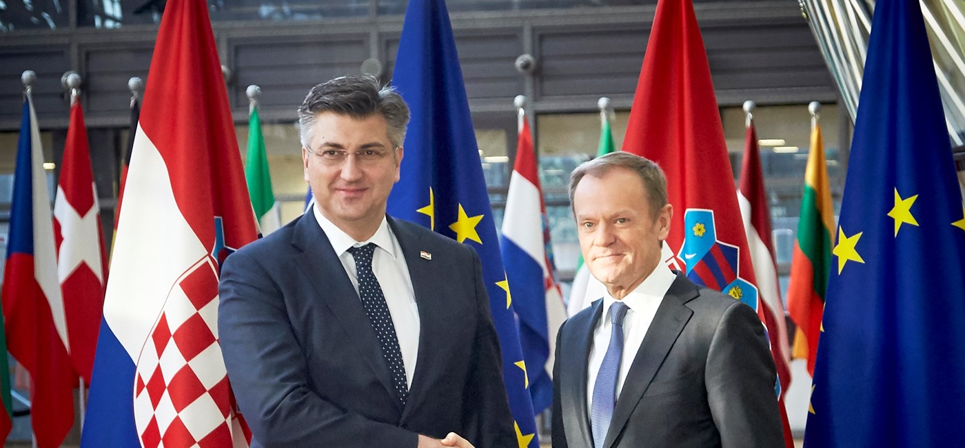 Predsjednik Vlade Andrej Plenković s predsjednikom Europskoga vijeća Donaldom Tuskom